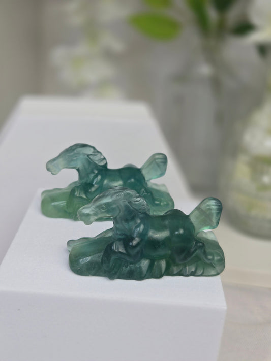 Fluorite Horse Carvings